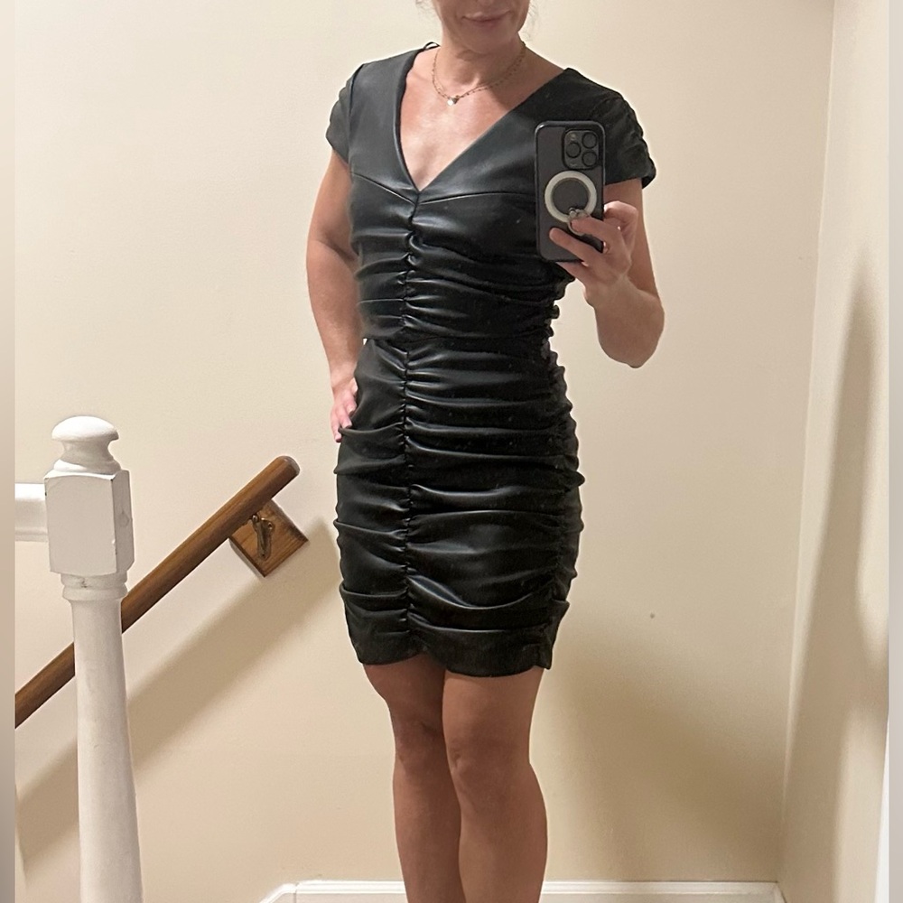 Zara Black faux leather dress